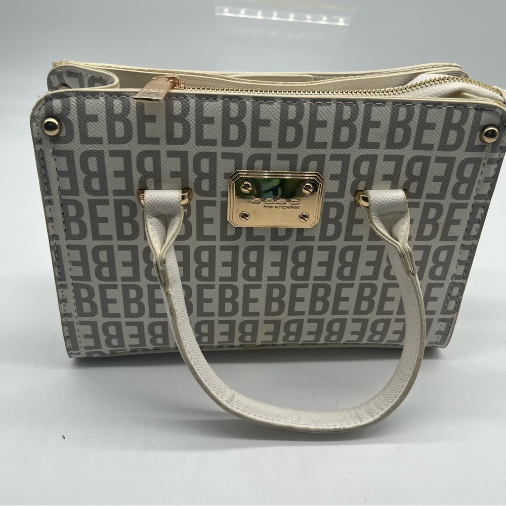 Bebe Women's Faux Leather Purse Handbag Cream Color - Picture 3 of 15